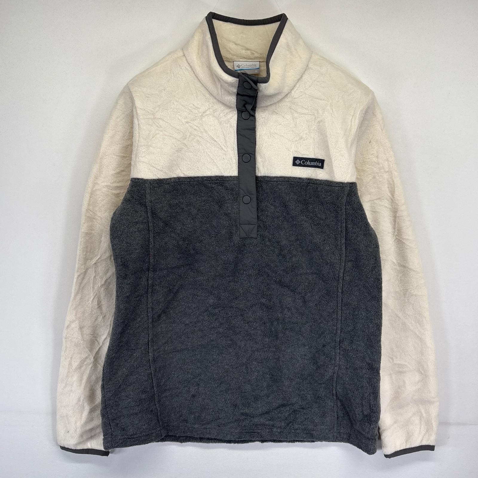 古着 コロンビア Columbia フリーストレーナー ツートンカラー ワンポイントロゴ スナップボタン アウトドア M ホワイト系 レディース