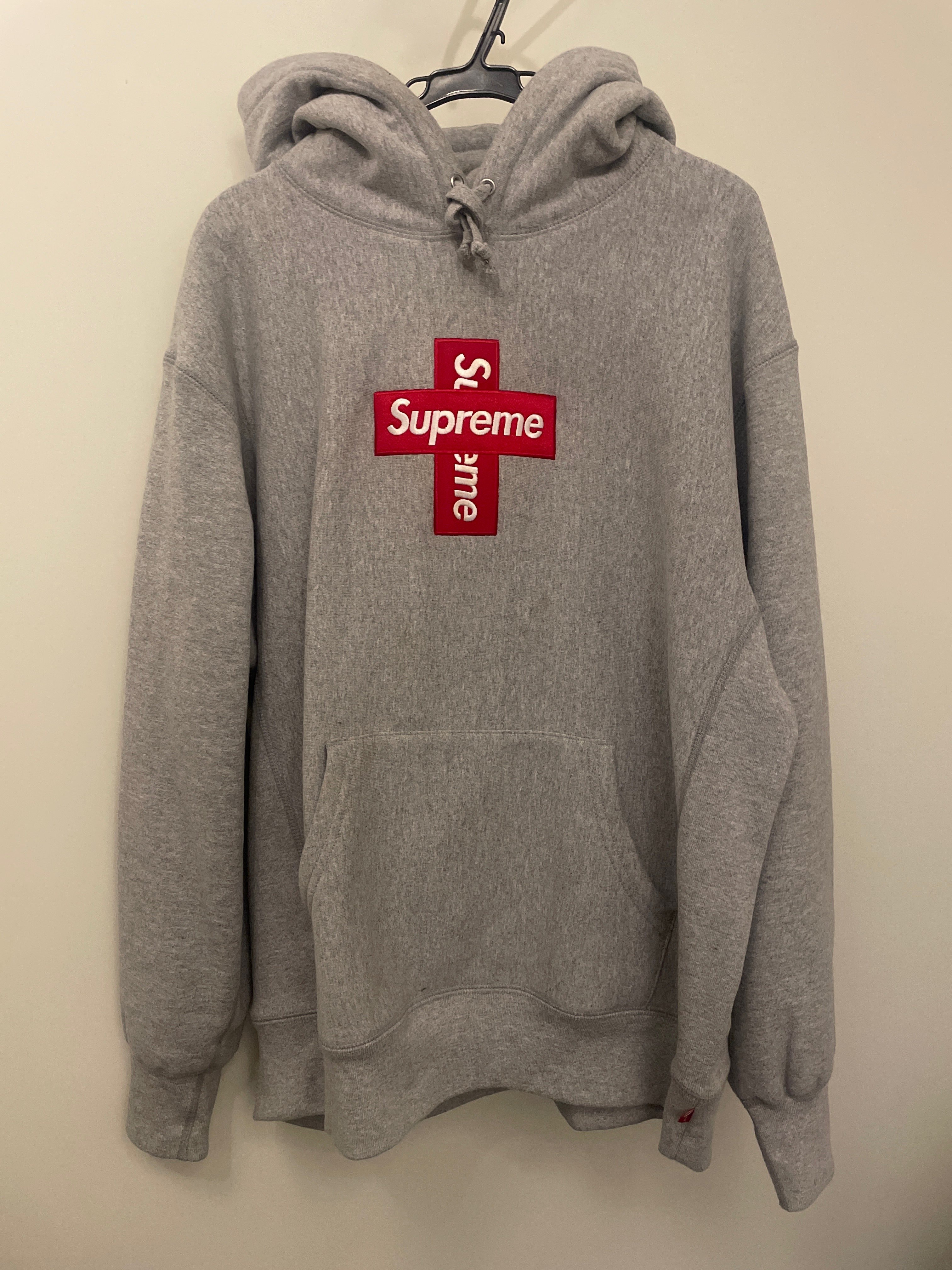Supreme Cross Box Logo Hooded Sweatshirt "Grey"