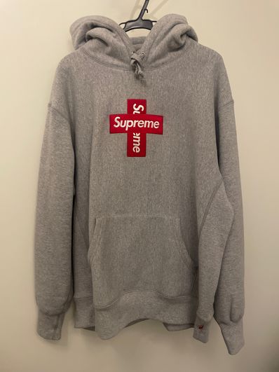 Supreme Cross Box Logo Hooded Sweatshirt "Grey"