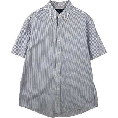 古着 ラルフローレン Ralph Lauren CUSTOM FIT シアサッカー 半袖 ボタンダウン ストライプシャツ メンズL相当/eaa644885