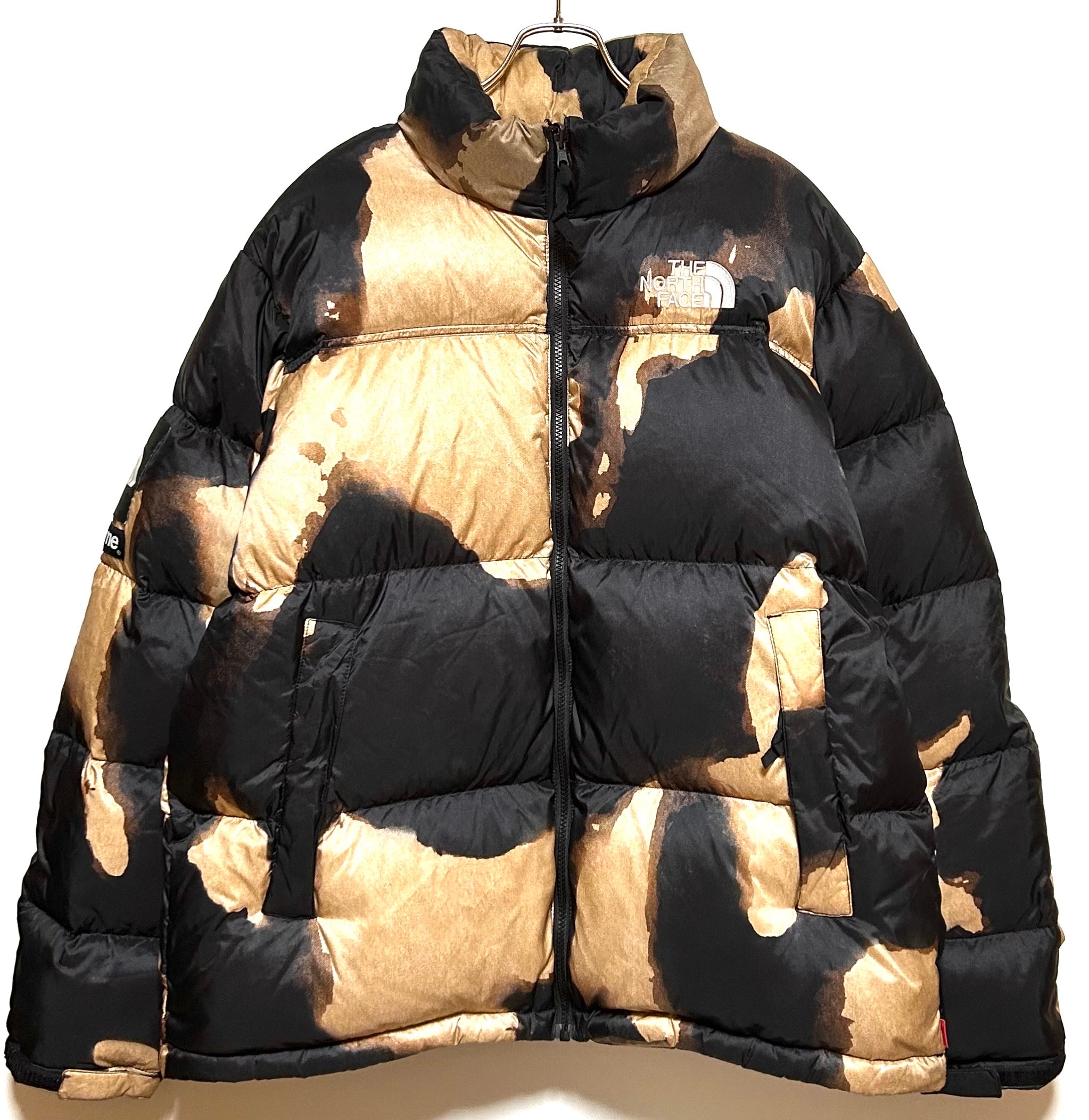 Supreme x The North Face Bleached Denim Print Nuptse Jacket "Black"