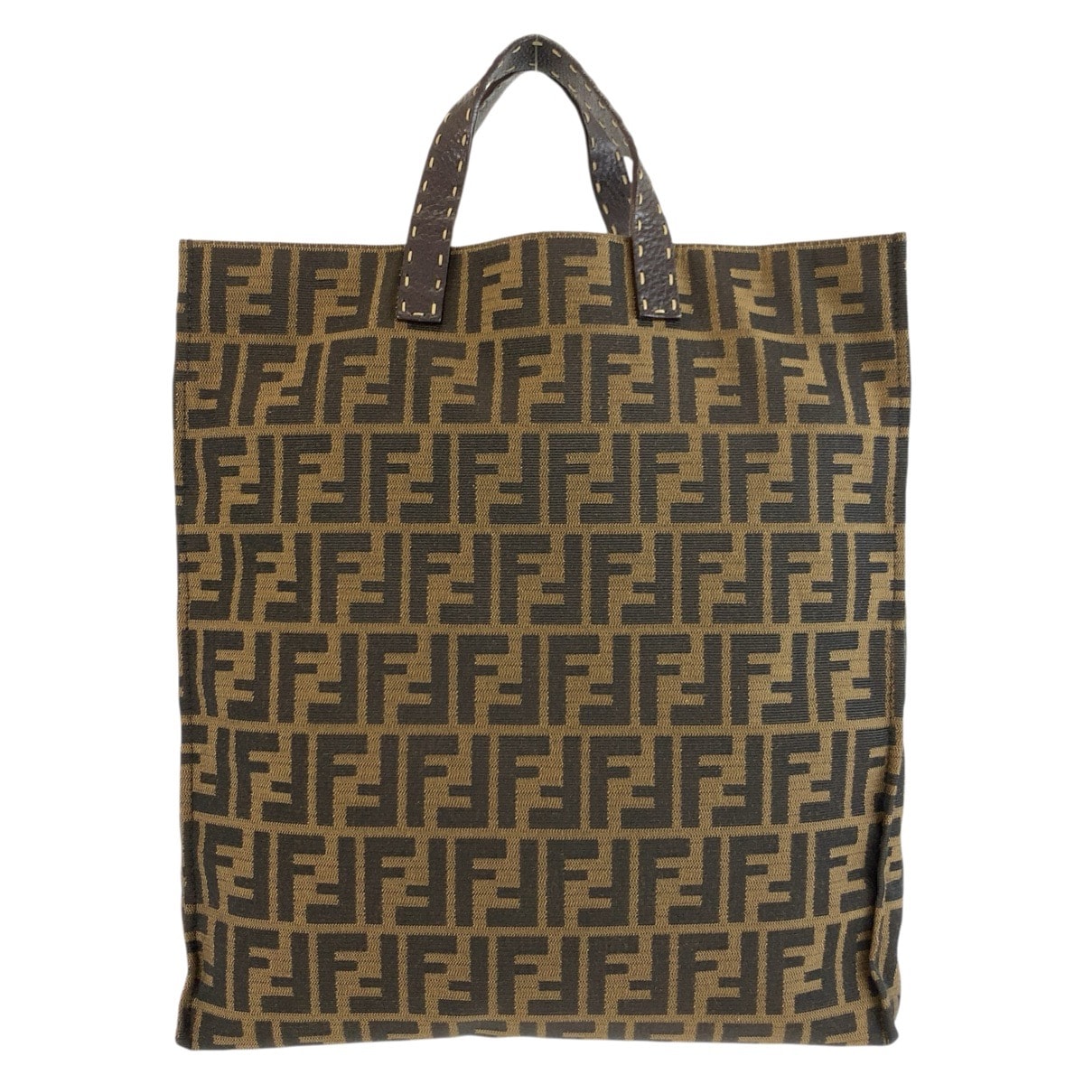 美品 FENDI フェンディ セレリア ズッカ ブラウン キャンバス レザー/ トートバッグ ビジネスバッグ ハンドバッグ 604140 【中古】
