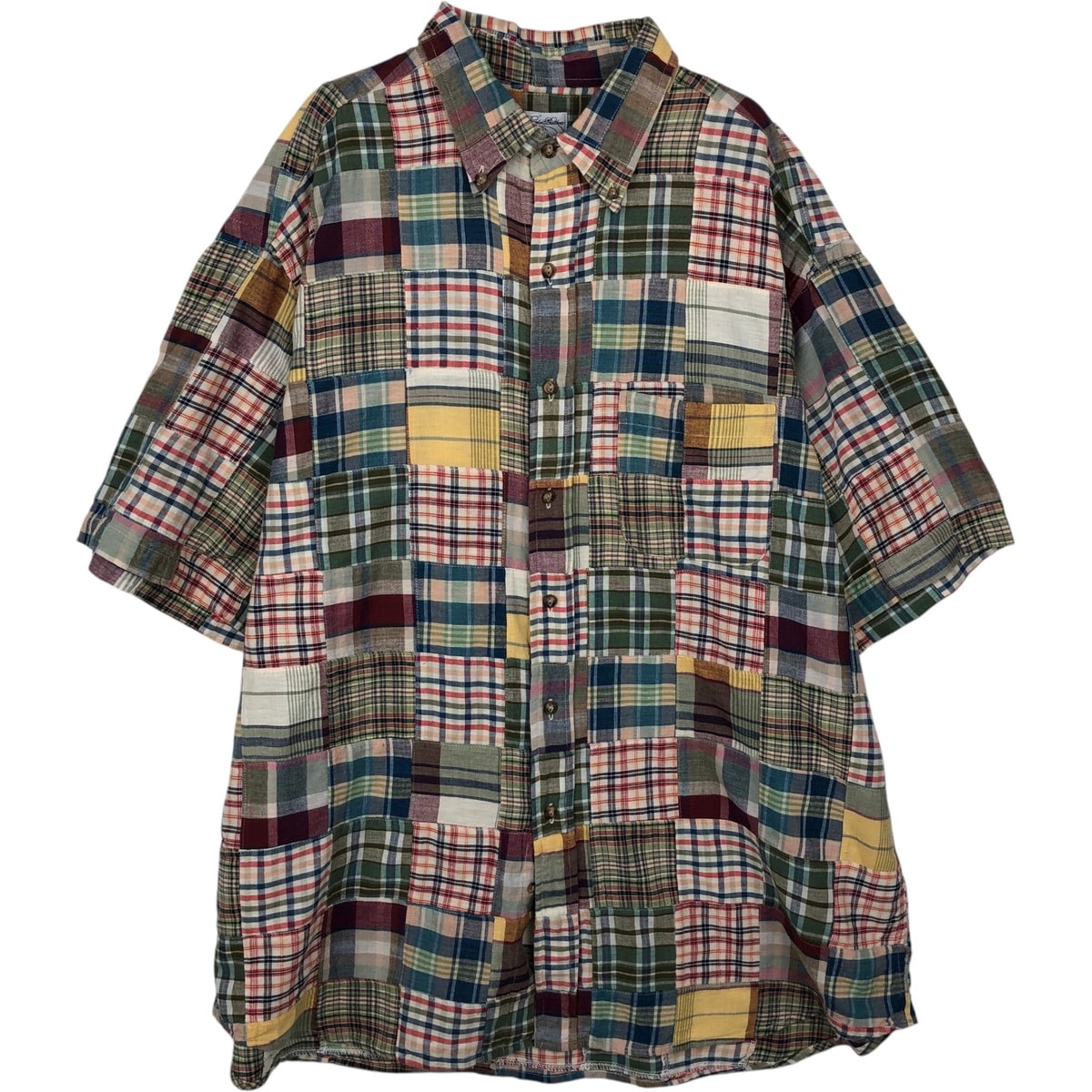 古着 ブルックスブラザーズ Brooks Brothers Est.1818 パッチワーク 半袖 ボタンダウン チェックシャツ メンズXL相当/eaa634317