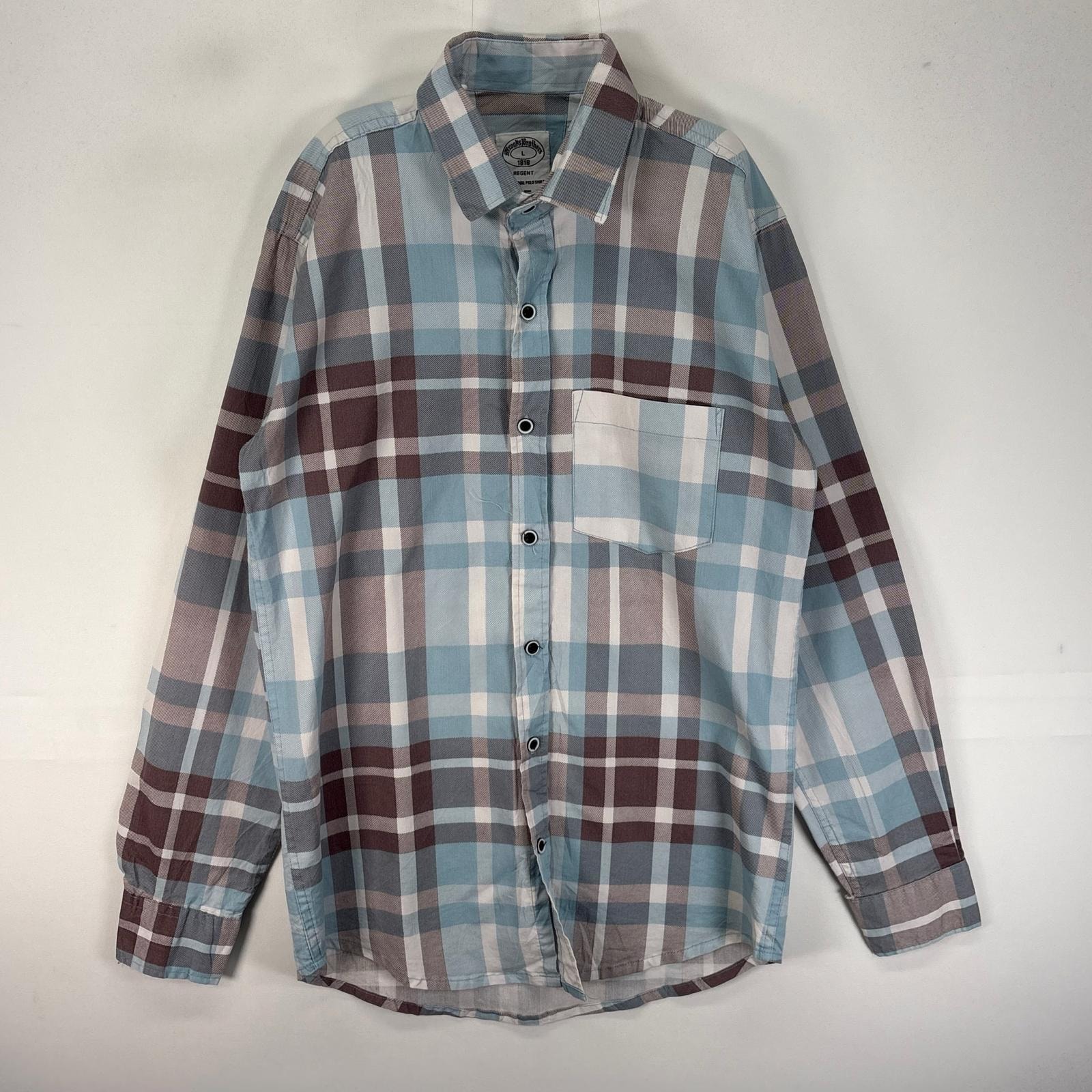 古着 ブルックスブラザーズ Brooks Brothers 長袖シャツ 胸ポケット REGENT 1818 L ブルー系 チェック メンズ