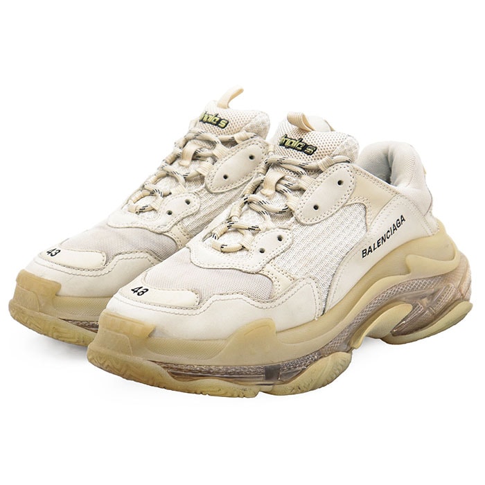 バレンシアガ TRIPLE S トリプルS ダッド クリアソール 厚底 スニーカー メンズ オフホワイト 43 BALENCIAGA