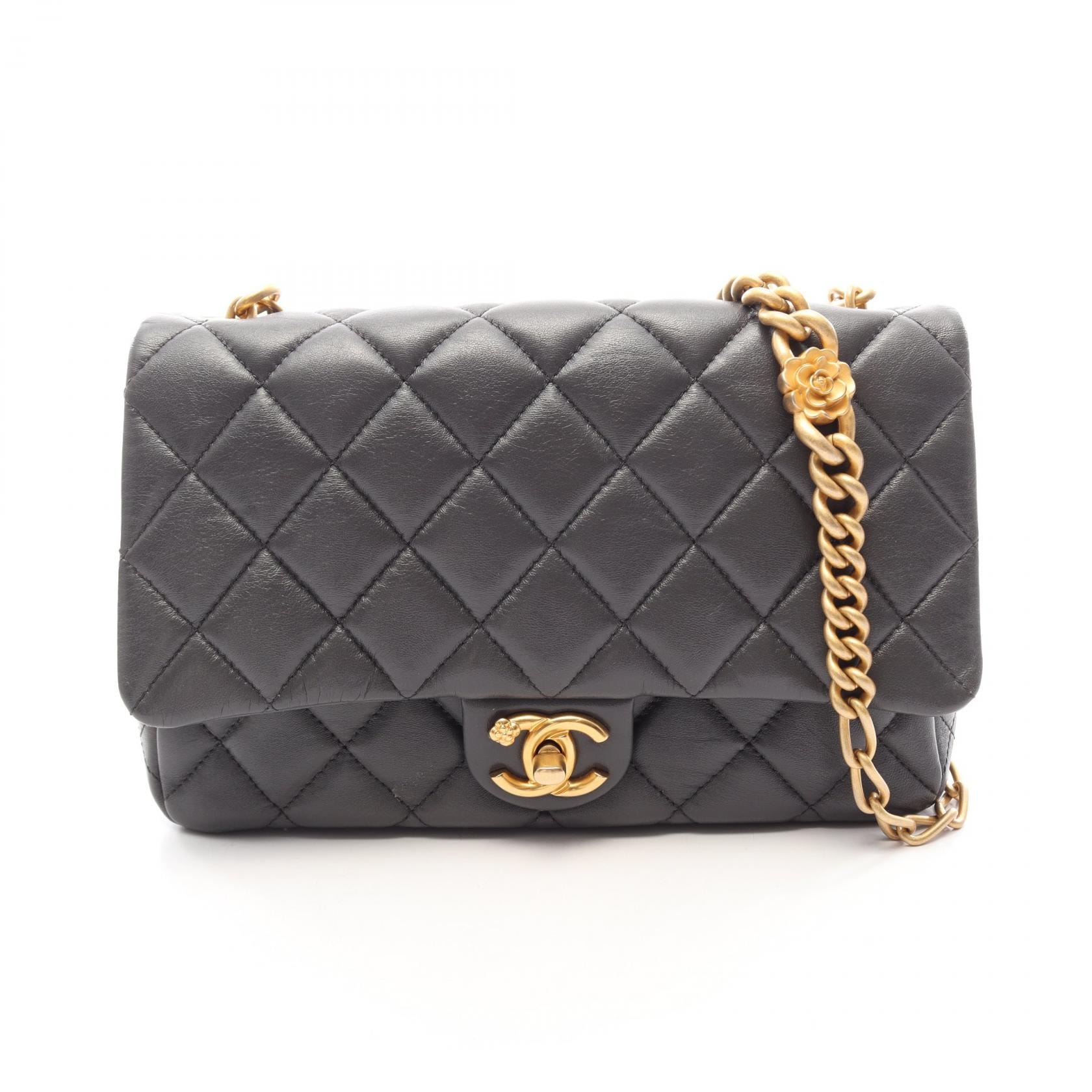 シャネル CHANEL マトラッセ シングルフラップ ショルダーバッグ バッグ ラムスキン(羊革) レディース グレー系 【中古】