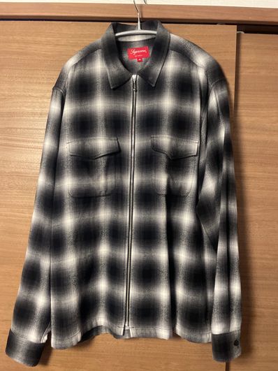 Supreme Shadow Plaid Flannel Zip Up Shirt "Black"