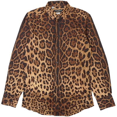 SALE【極美品】DOLCE&GABBANA ドルチェアンドガッバーナ シャツ サイズ 15 1/2 39 メンズ Slim Fit ヒョウ柄 プリント コットン100% スリムフィット ロングスリーブ 長袖 トップス レオパード 総柄 イタリア製