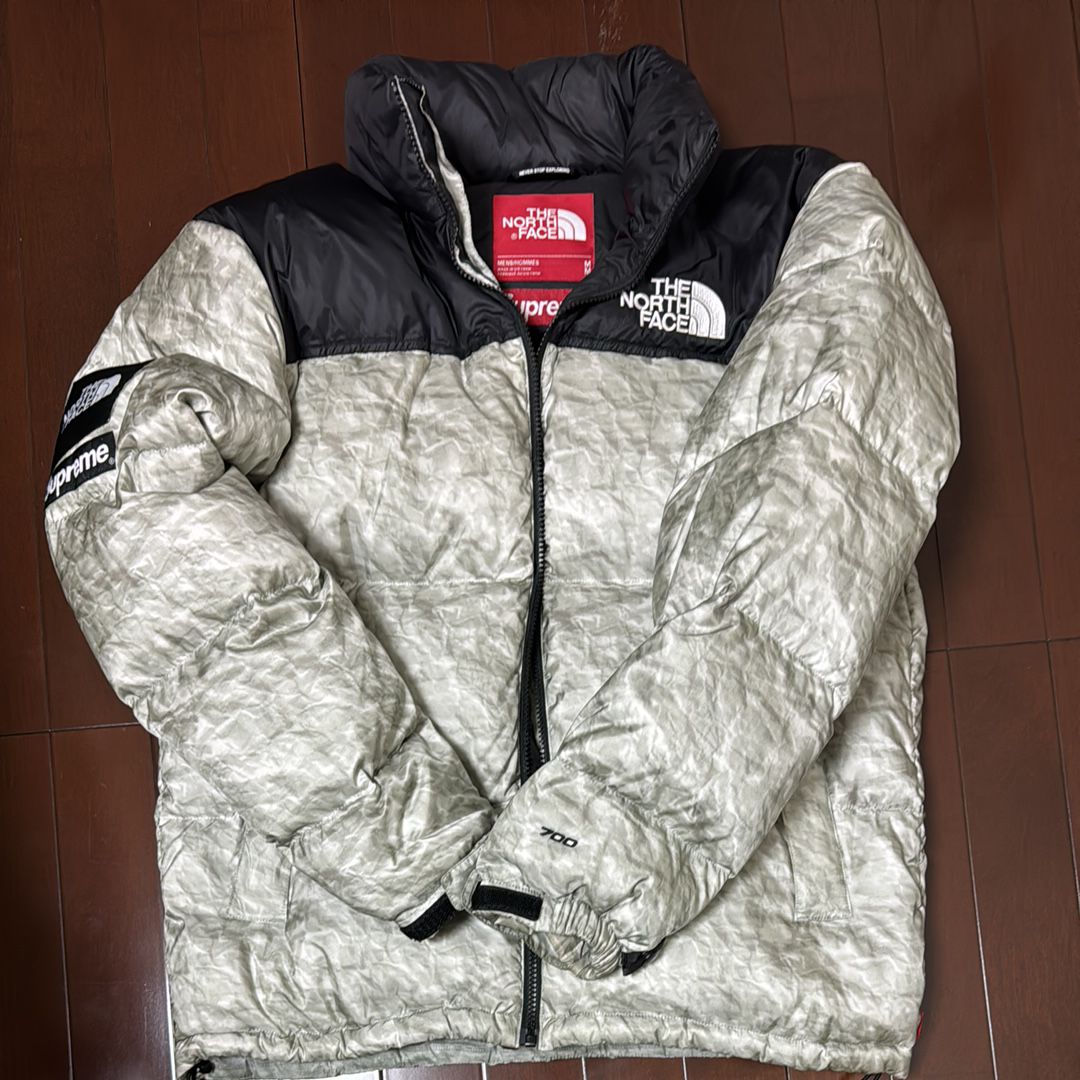 Supreme x The North Face Nuptse Jacket "White Paper Print"