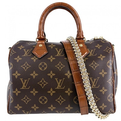 LOUIS VUITTON ルイヴィトン 2WAY モノグラム スピーディバンドリエール 25 ハンドバッグ ショルダーバッグ 肩掛け 斜め掛け N88440 モノグラム エキゾチックレザー ブラウン 茶 ゴールド金具 レディース 美品【中古品】
