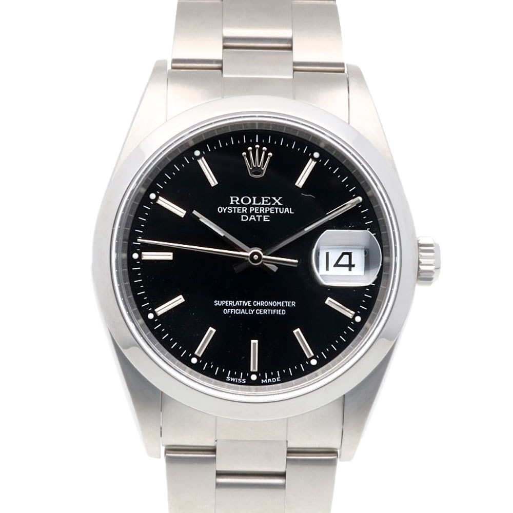 ロレックス デイト オイスターパーペチュアル 腕時計 時計 ステンレススチール 15200 自動巻き オーバーホール済 磨き直し済 K番 メンズ 1年保証 ROLEX  中古