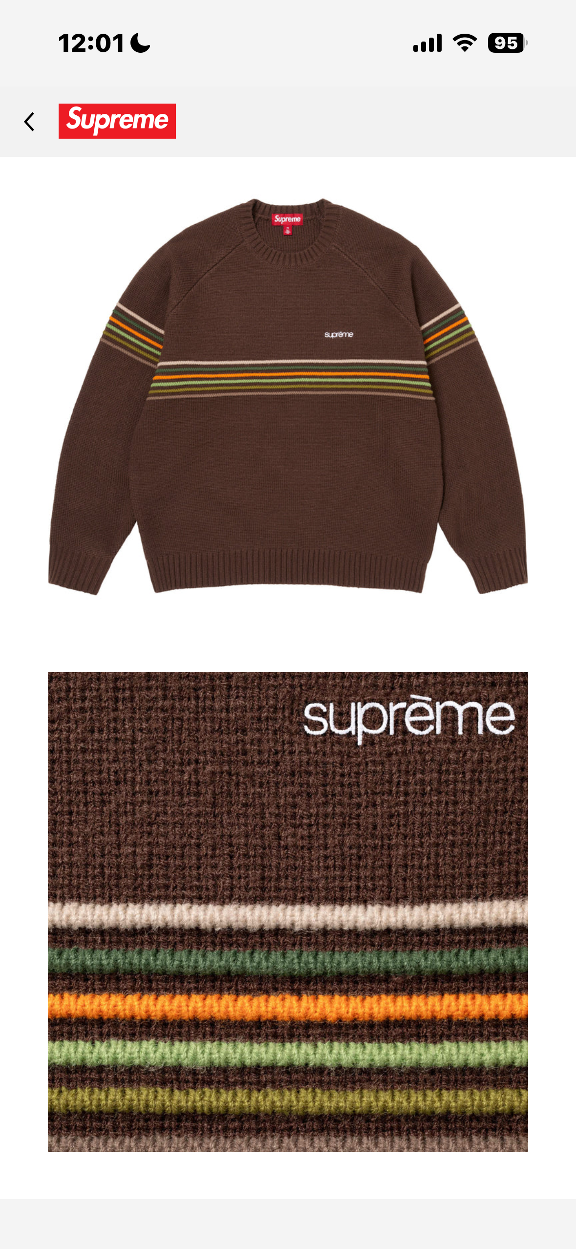Supreme Raised Stripe Sweater "Brown"