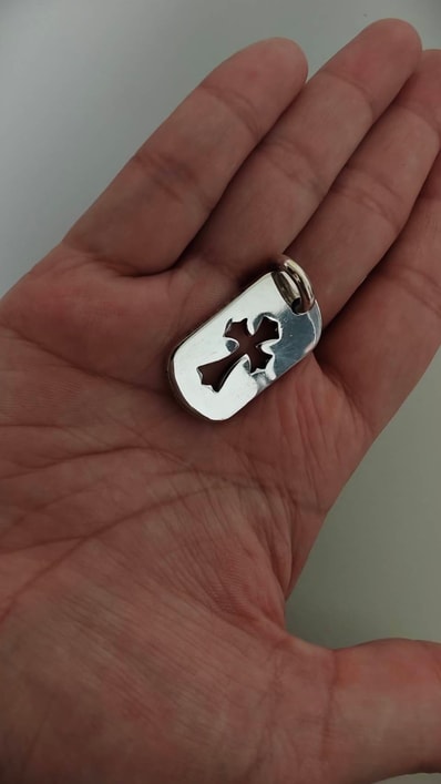 Chrome Hearts Dog Tag S Cut Out Cross "Silver"