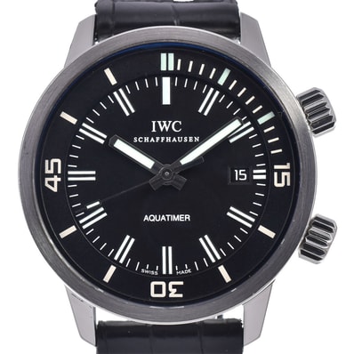 値下 IWC SCHAFFHAUSEN IW323101 アクアタイマー インナー回転ベゼル ブラック 自動巻き メンズ 美品 内箱付き 腕時計 J#147995