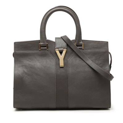 サンローラン カバスシック ハンドバッグ 2WAY ショルダーバッグ 400666 グレー レザー レディース SAINT LAURENT 中古
