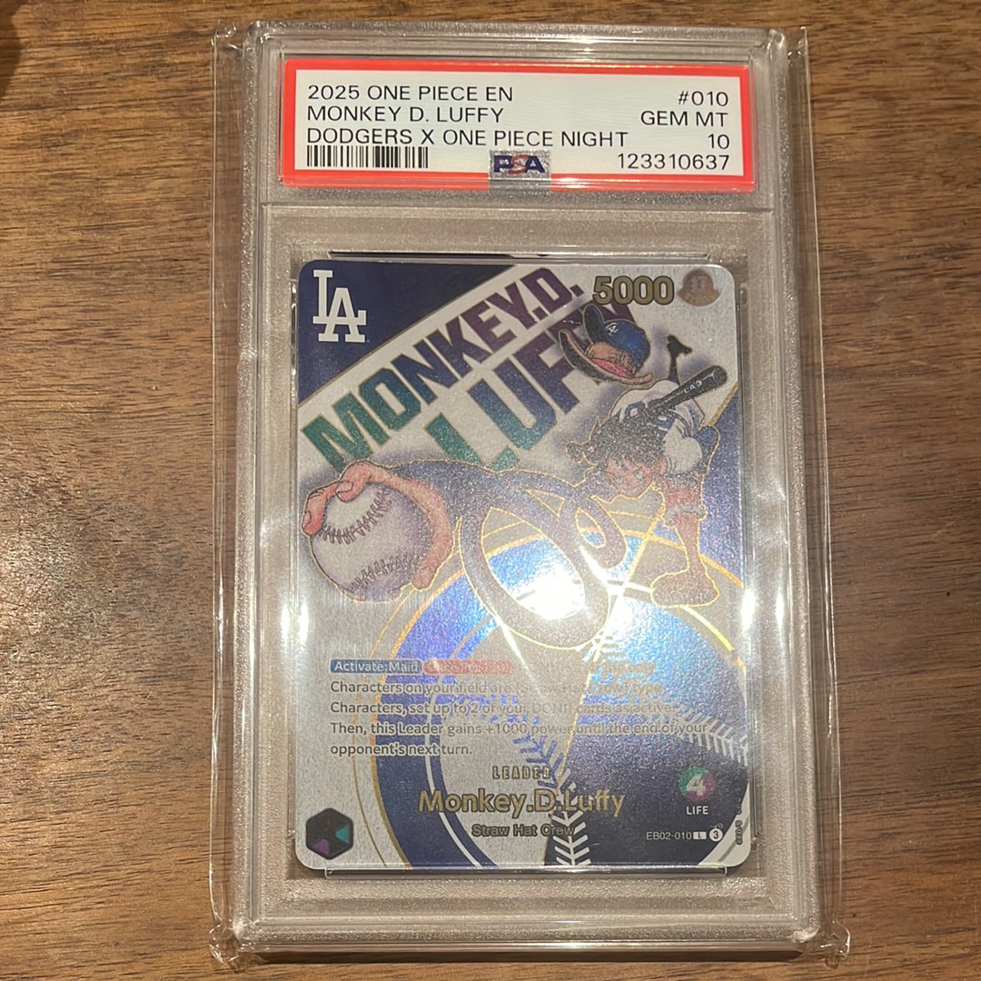 PSA 10]Monkey.D.Luffy L [EB02-010] [EN](Promotional Card "ONE PIECE Card  Game x Los Angeles Dodgers") | SNKRDUNK