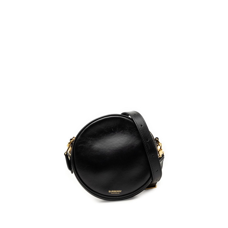 バーバリー ラウンド 斜め掛け ショルダーバッグ ブラック レザー レディース BURBERRY 【中古】