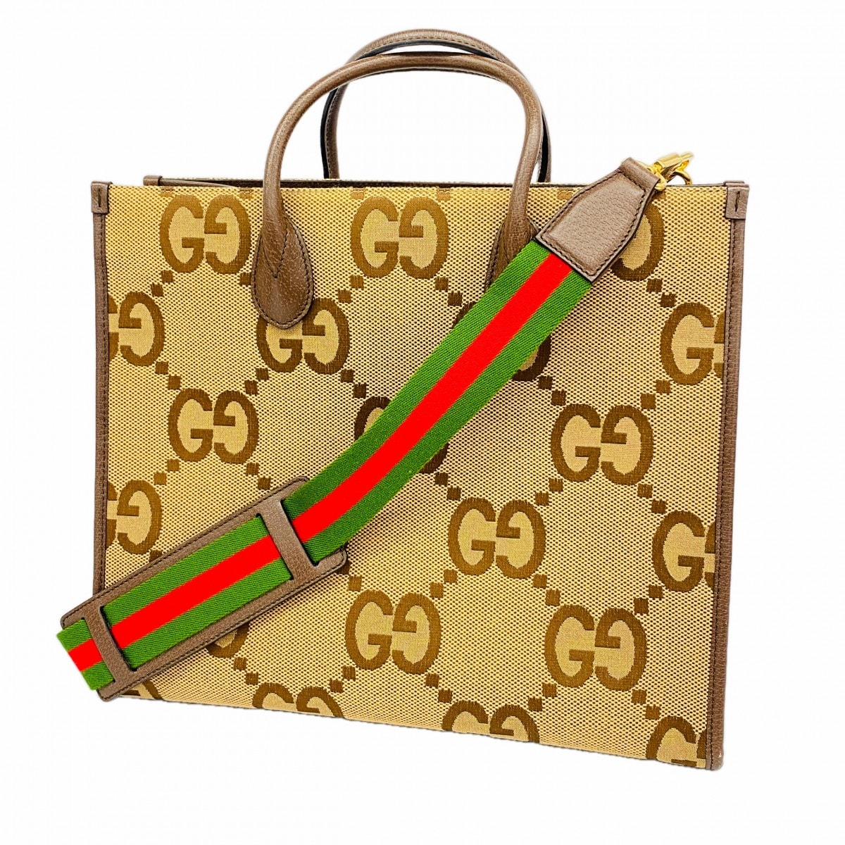 【6dd5038】グッチ トートバッグ ジャンボGG 678839 キャンバス ブラウン ゴールド金具 2wayバッグ【中古】レディース