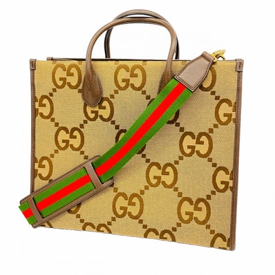 【6dd5038】グッチ トートバッグ ジャンボGG 678839 キャンバス ブラウン ゴールド金具 2wayバッグ【中古】レディース