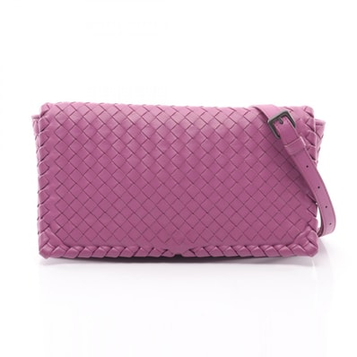 ボッテガヴェネタ BOTTEGA VENETA イントレチャート ショルダーバッグ ショルダーバッグ バッグ レザー レディース パープル系 【中古】