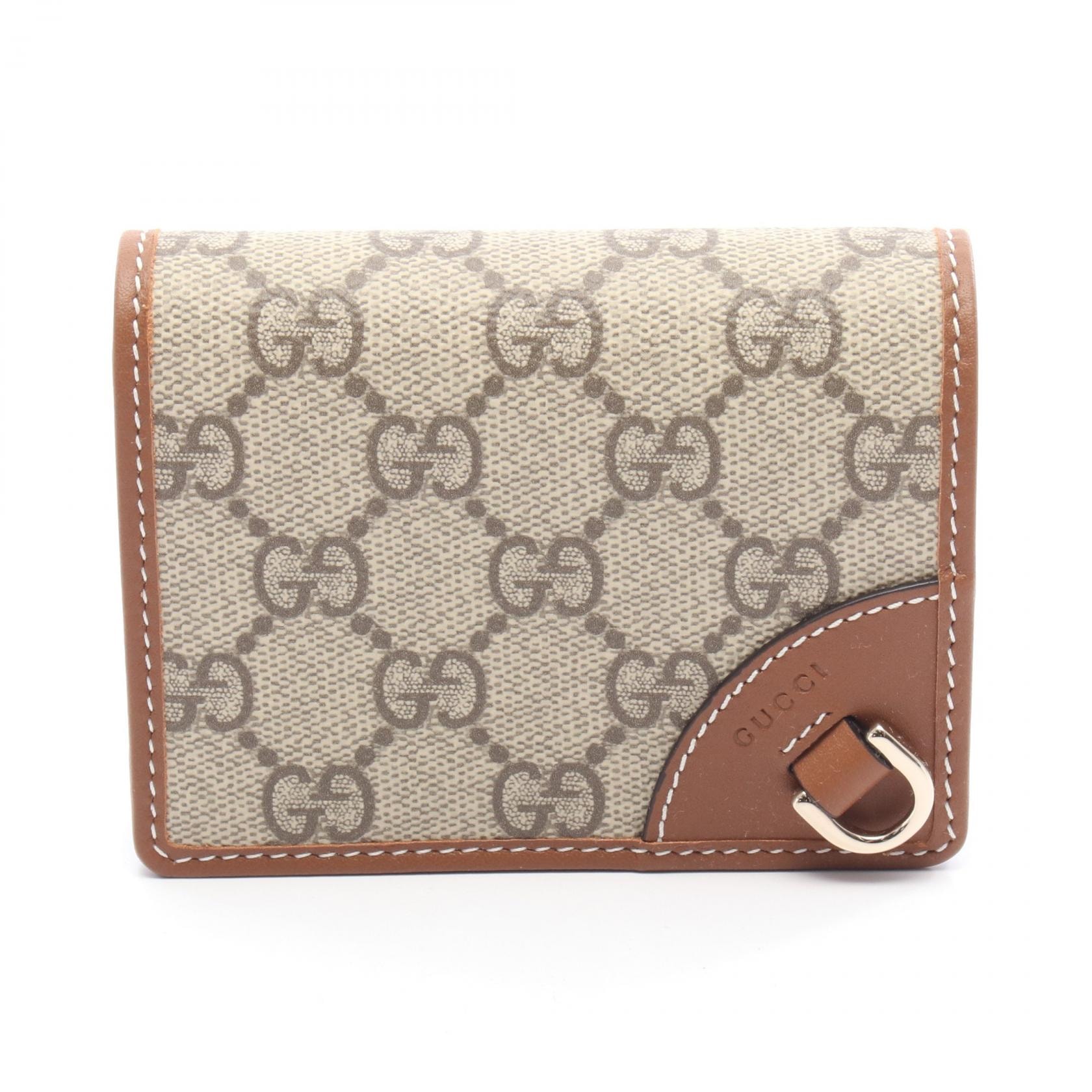 グッチ GUCCI GGエンブレム スモールウォレット 二つ折り財布 財布 レザー PVC レディース ベージュ系 / ブラウン系 820692FAD6L9758 【新品】