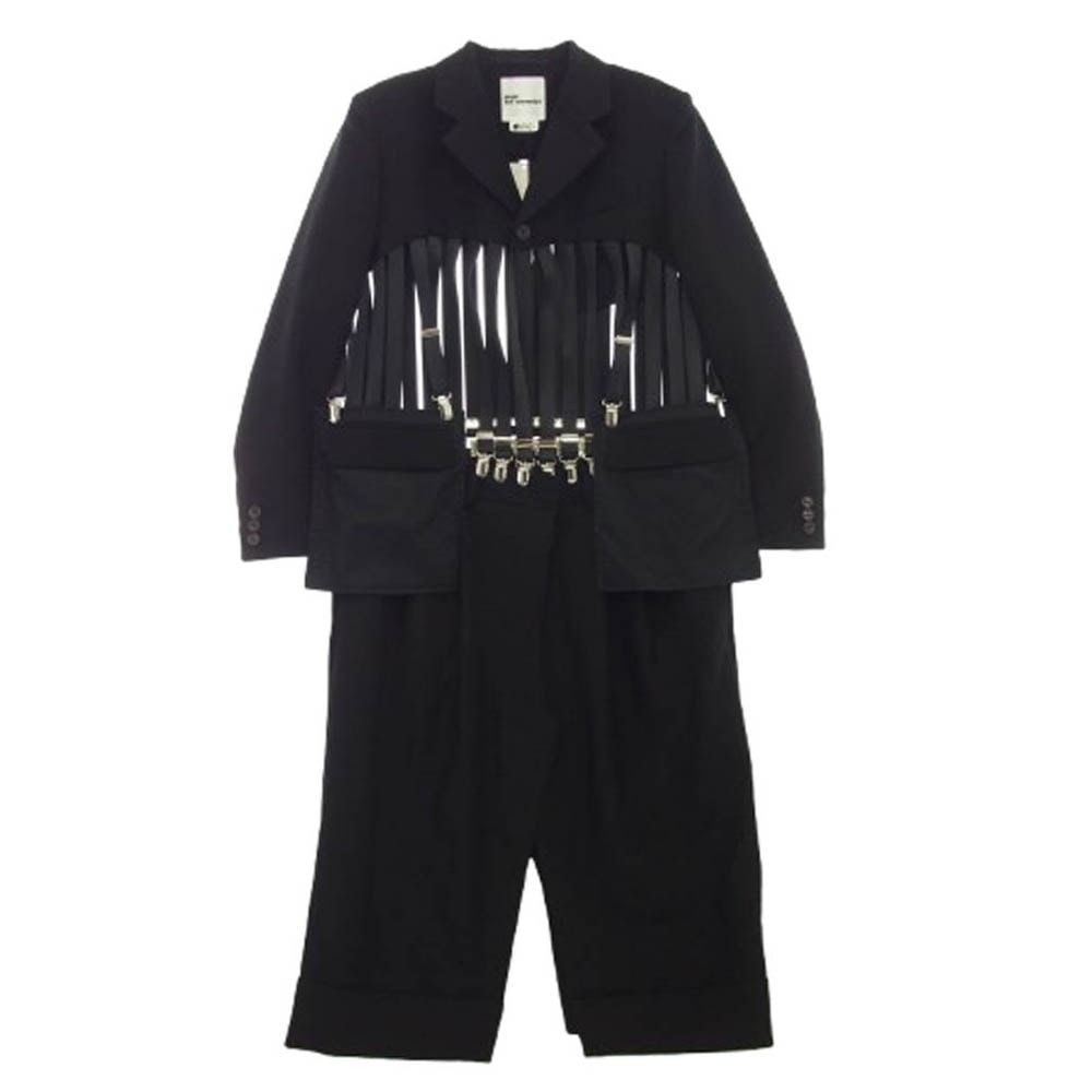 COMME des GARCONS NOIR コムデギャルソン ノワール コート 3O-C001 NOIR KEI NINOMIYA ノワールケイニノミヤ ウールモヘアドスキン サスペンダー ジャケット コート ブラック系 S【新古品】【未使用】【中古】