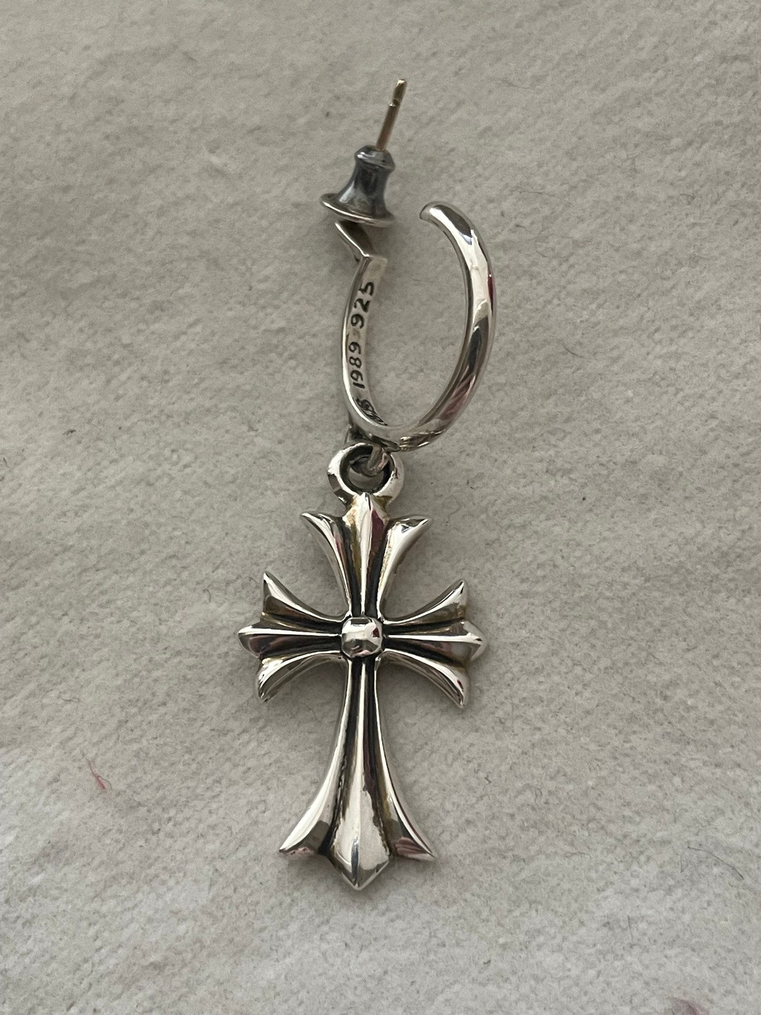Chrome Hearts Tiny CH Cross Hoop Earrings "Silver"
