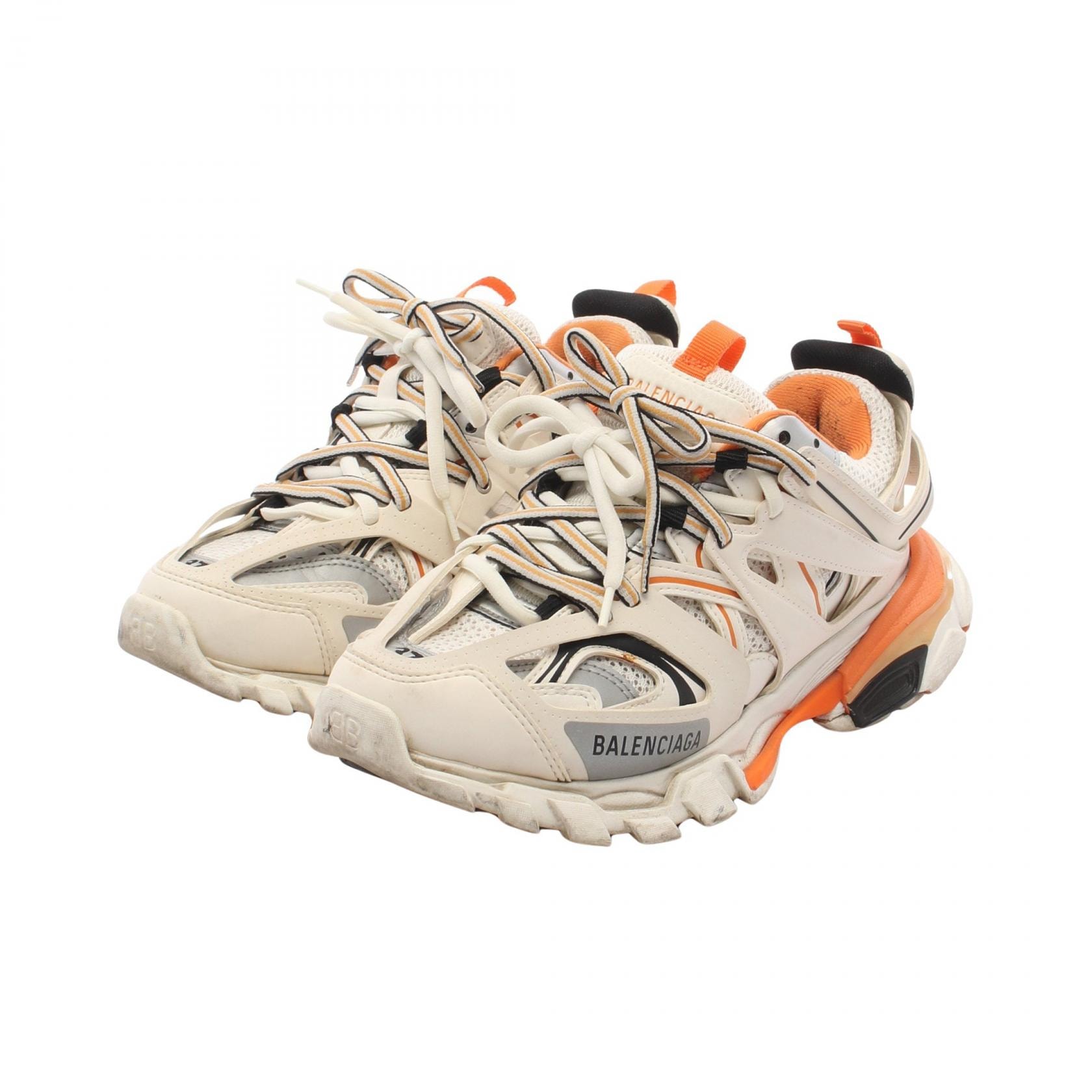 バレンシアガ BALENCIAGA トラックランナー スニーカー 靴 レザー ファブリック レディース オレンジ系 / ホワイト系 / ブラック系 542436 【中古】