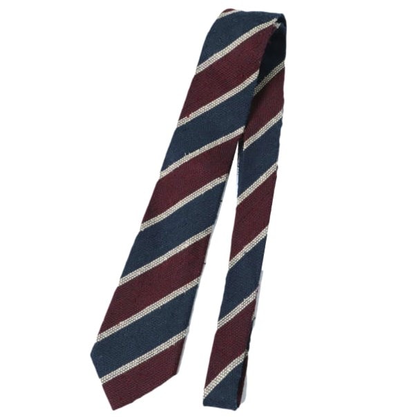 BEAMS F ビームスエフ 日本製 ローシルクレジメンタルネクタイ Bordeaux/Navy ストライプ g28190