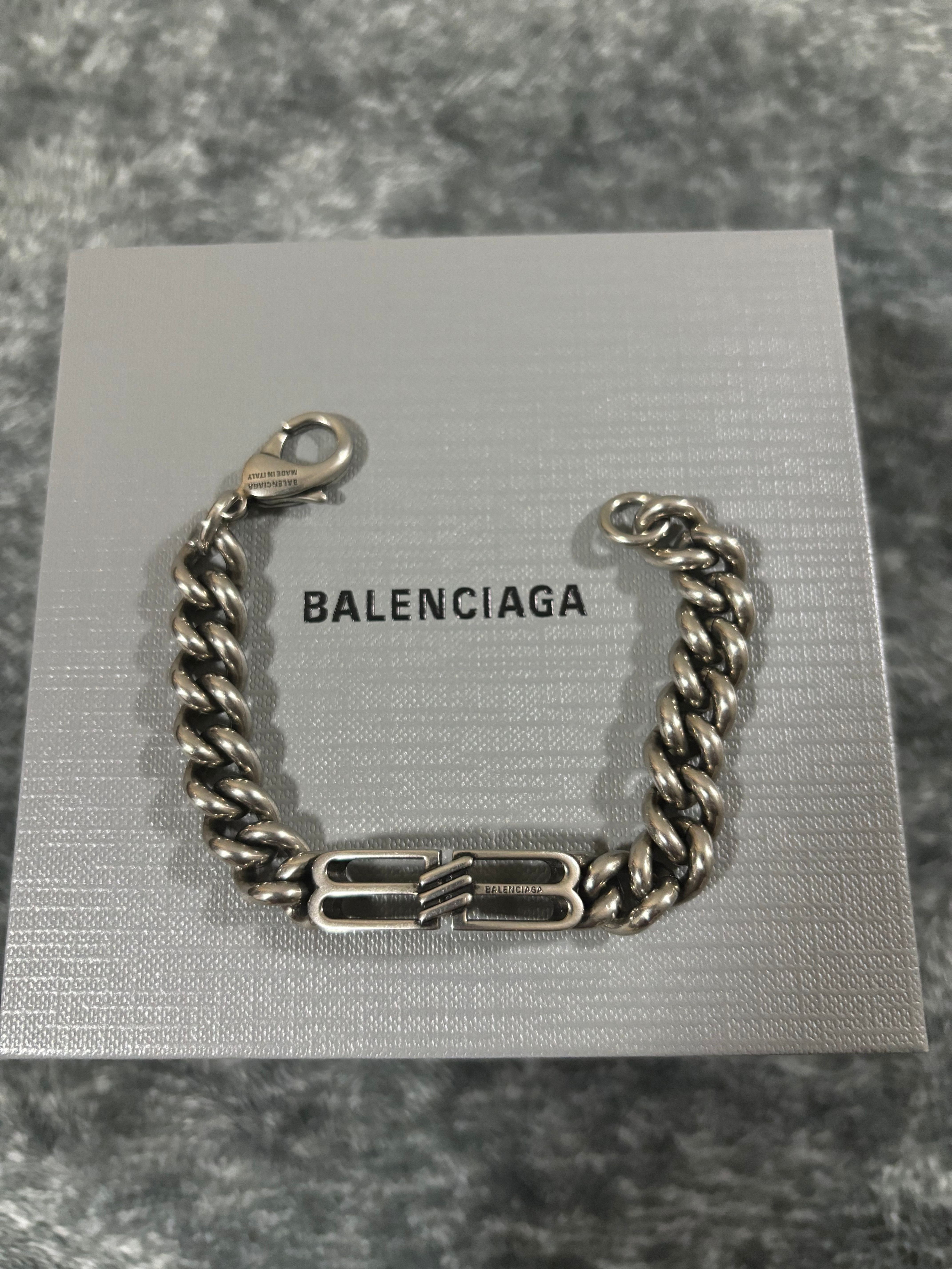 BALENCIAGA BB Icon Gourmette Bracelet "Antique Silver"