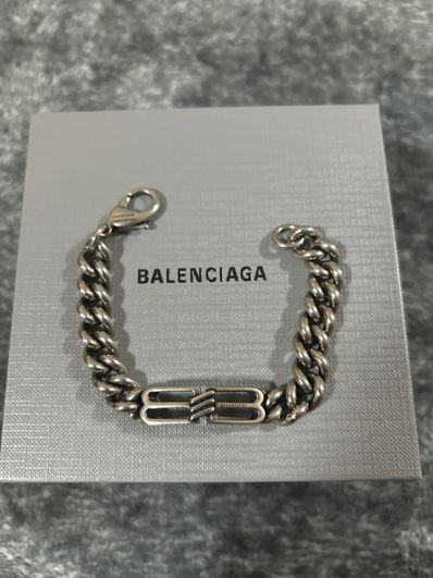 BALENCIAGA BB Icon Gourmette Bracelet "Antique Silver"