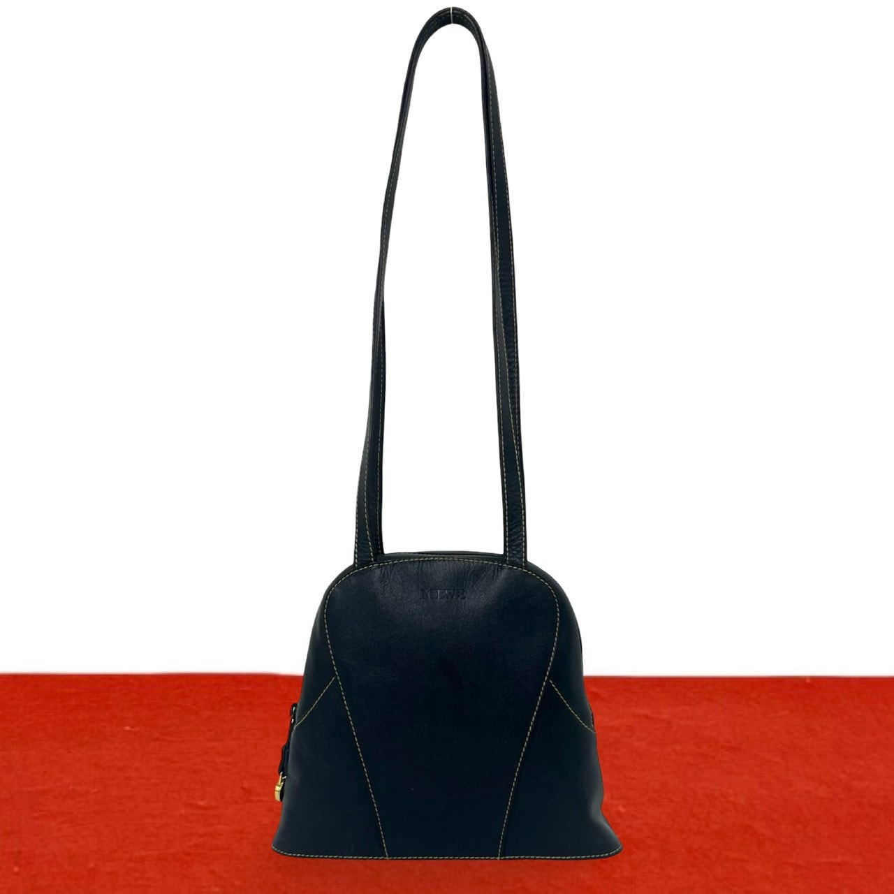 LOEWE ロエベ ロゴ レザー トートバッグ ネイビー
 70873