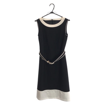 美品 courreges クレージュ サイズ38 ブラック ホワイト シルバー金具 コットン ポリエステル/ ワンピース ノースリーブ 601405 【中古】