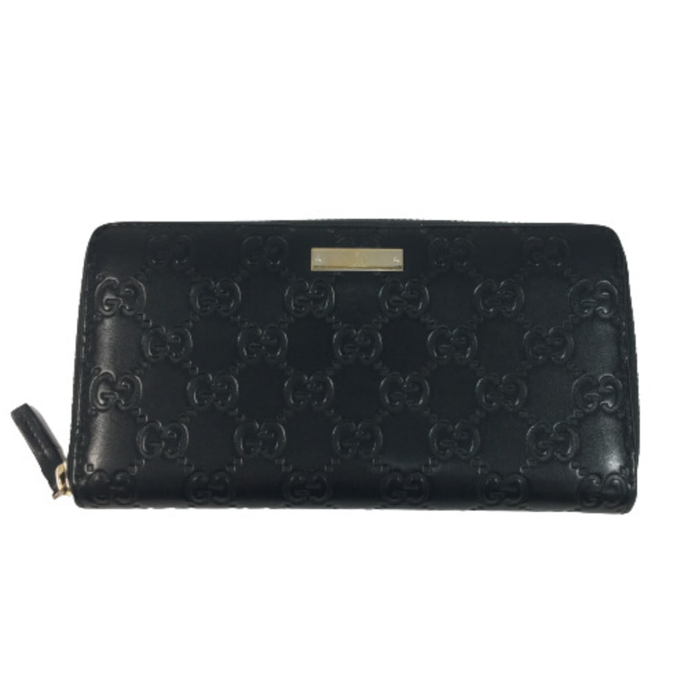 GUCCI グッチ グッチシマ ラウンドファスナー 長財布 307980 ブラック 使用感有 本体のみ