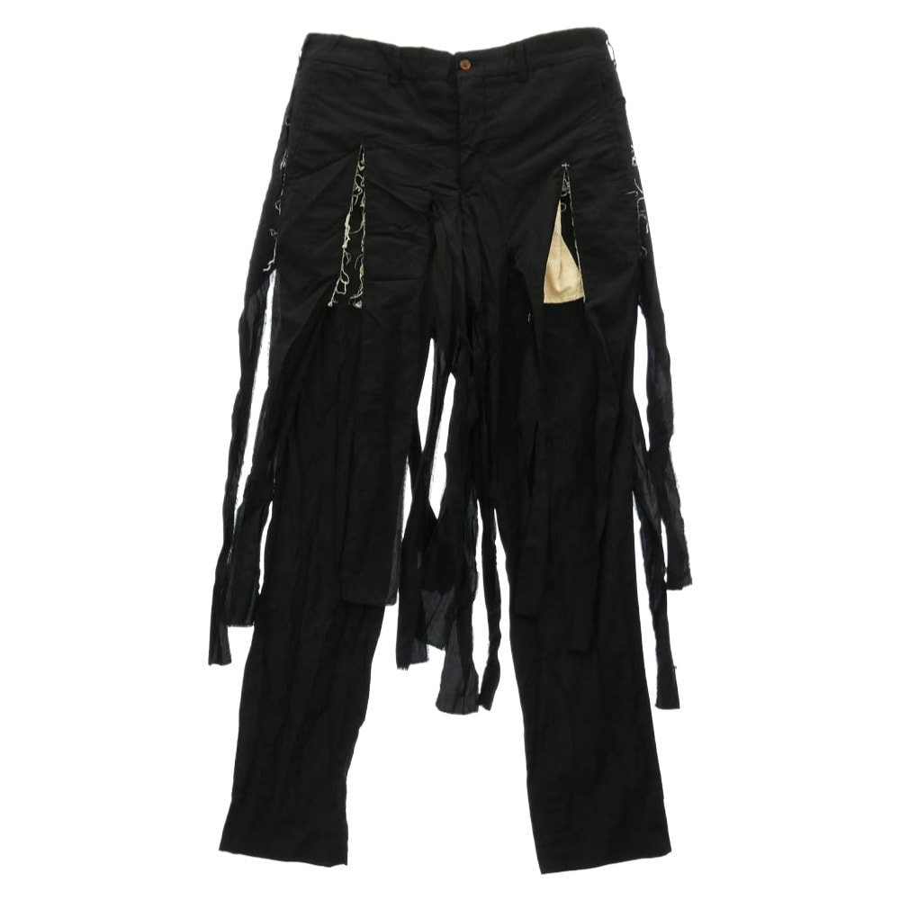 COMME des GARCONS HOMME PLUS コムデギャルソンオムプリュス パンツ 19SS PC-P043 短冊 レイヤード 製品染め パンツ ブラック系 S【中古】