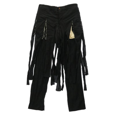 COMME des GARCONS HOMME PLUS コムデギャルソンオムプリュス パンツ 19SS PC-P043 短冊 レイヤード 製品染め パンツ ブラック系 S【中古】