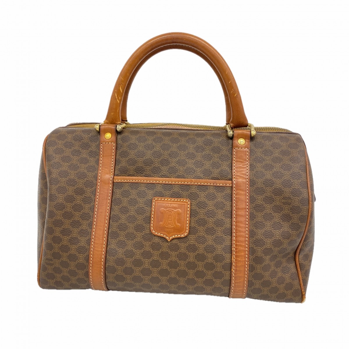 ★SALE【6cd5856】セリーヌ ハンドバッグ マカダム PVC ブラウン ゴールド金具【中古】レディース