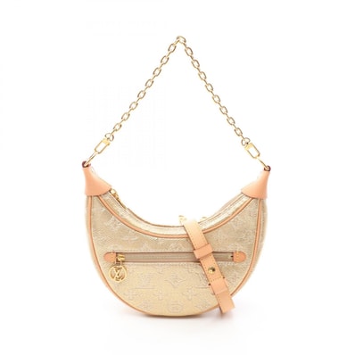 ルイ・ヴィトン LOUIS VUITTON ループ モノグラム ラミネーテッド ジャカード 2WAY ショルダーバッグ バッグ PVCコーティングキャンバス レザー レディース ゴールド系 M22928 【中古】