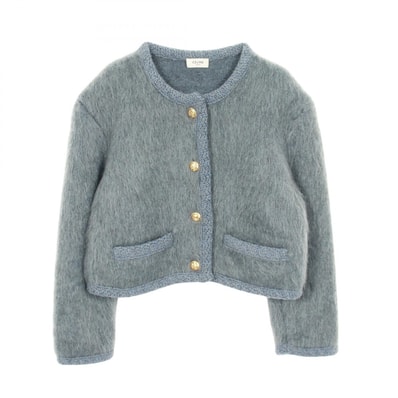 セリーヌ CELINE ブラッシュド 衣料品 アウター モヘア レディース ブルー系 【中古】