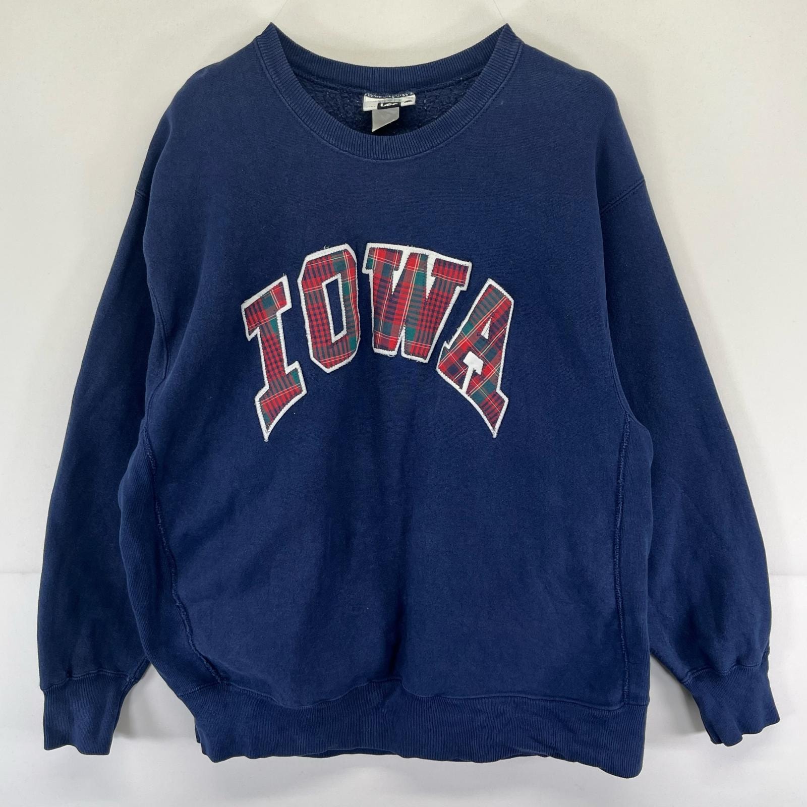 古着 リー Lee USA製 スウェット リバースタイプ IOWA トレーナー プルオーバー 大きいサイズ アイオワ 2XL  ネイビー系 メンズ