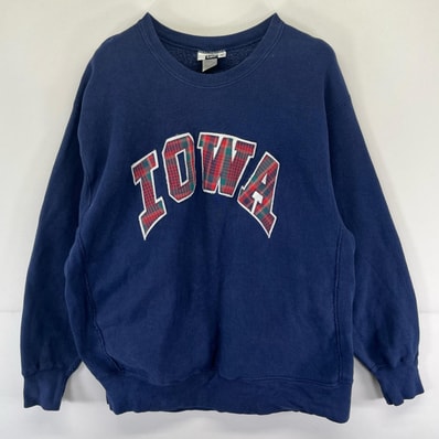 古着 リー Lee USA製 スウェット リバースタイプ IOWA トレーナー プルオーバー 大きいサイズ アイオワ 2XL ネイビー系 メンズ