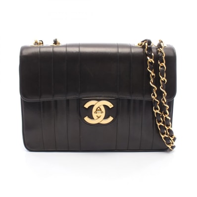 シャネル CHANEL マドモアゼル デカココマーク シングルフラップ ショルダーバッグ バッグ ラムスキン(羊革) レディース ブラック系 【中古】