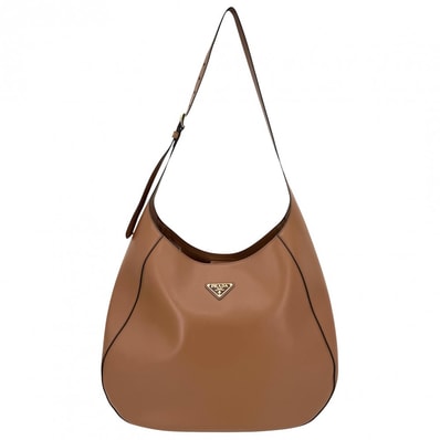 PRADA プラダ ショルダーバッグ トライアングルロゴ 肩掛け 斜め掛け 1BC181 レザー ブラウン 茶 ゴールド金具 レディース 美品【中古品】