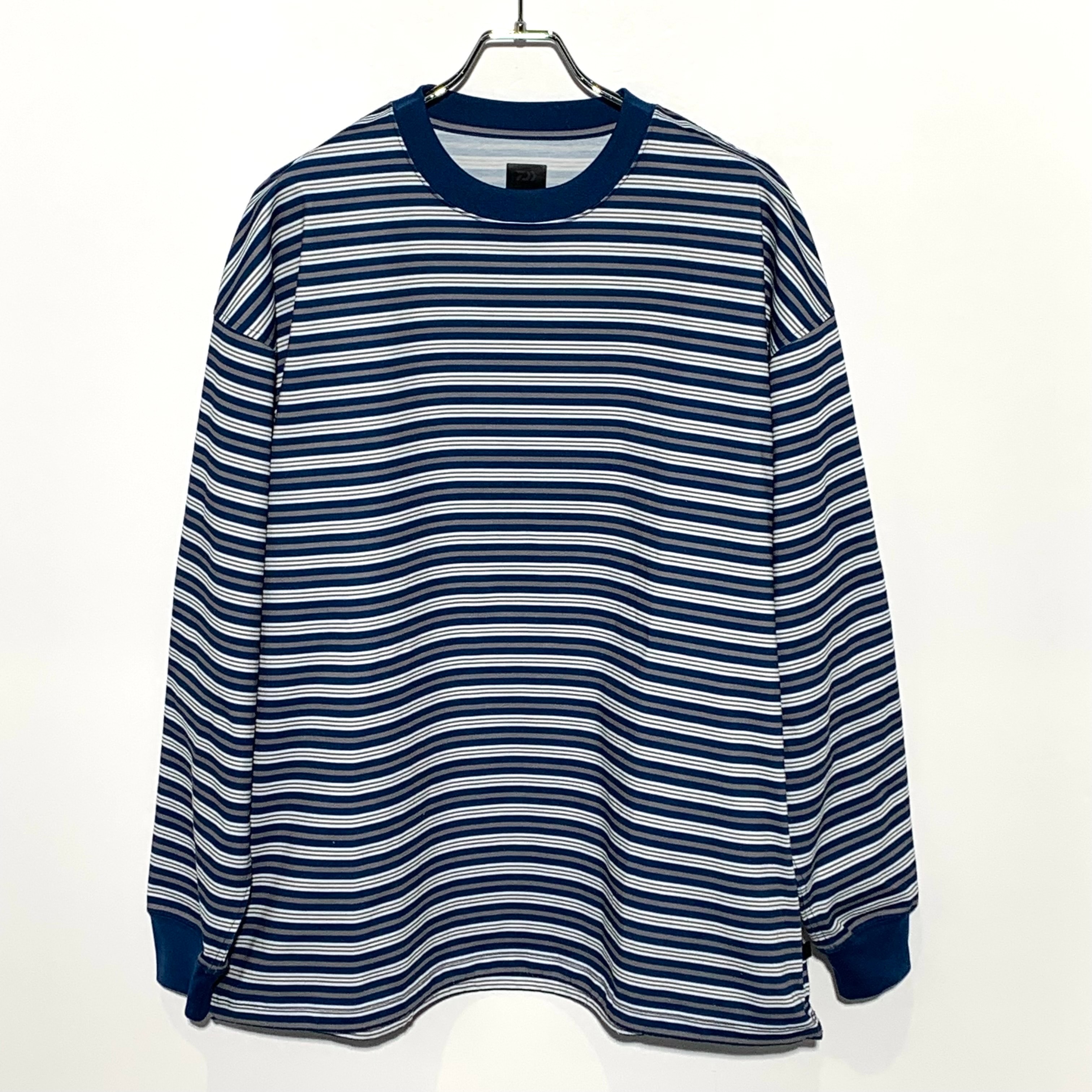 DAIWA PIER39 Tech Drawstring Multi Border L/S Tee "Navy x Gray"