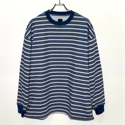 DAIWA PIER39 Tech Drawstring Multi Border L/S Tee "Navy x Gray"