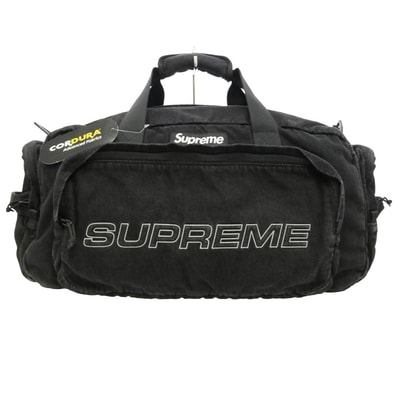 Supreme シュプリーム 25AW Denim Duffle Bag Black デニム ロゴ ダッフル バッグ ブラック系【極上美品】【中古】