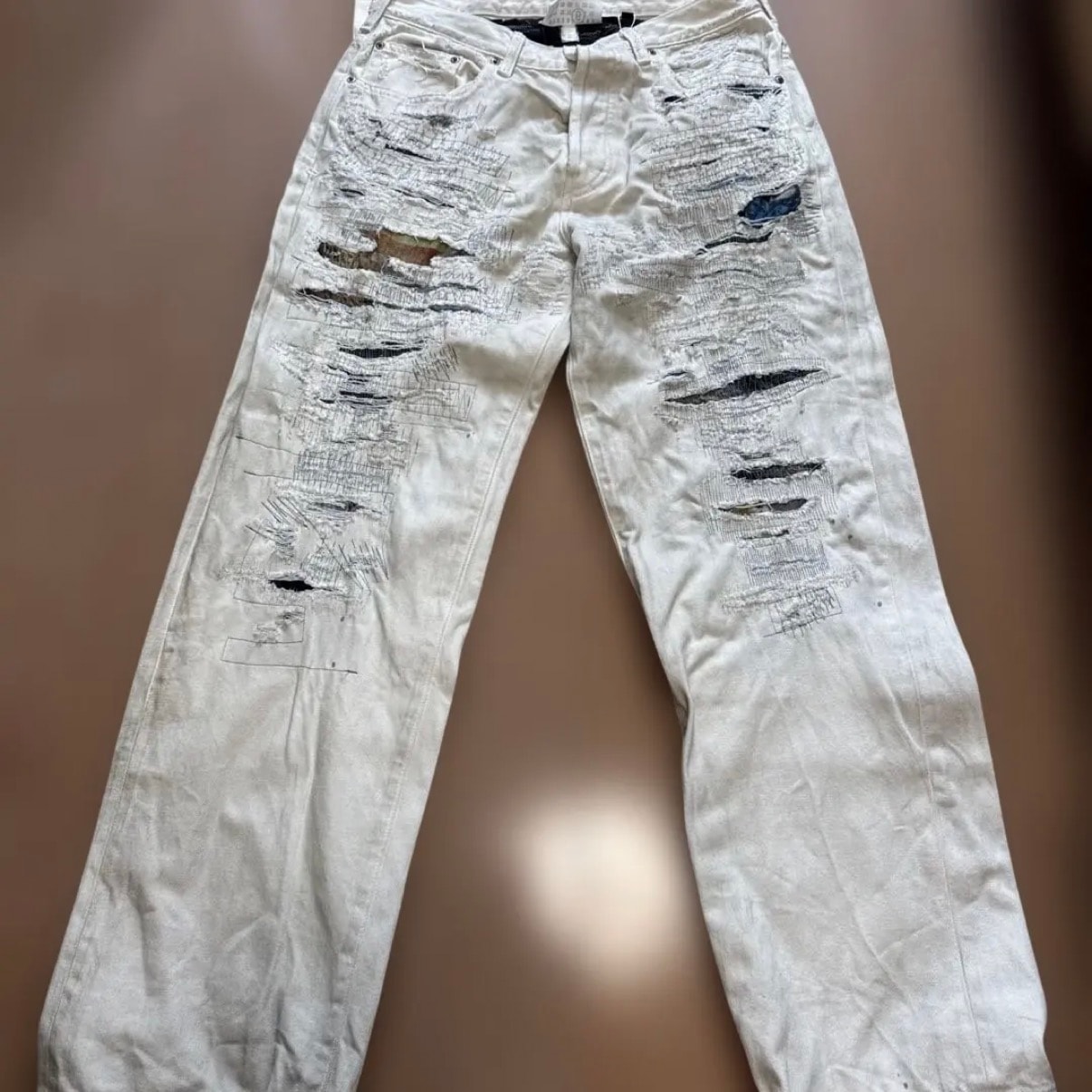Supreme x MM6 Maison Margiela Distressed Loose Fit Selvedge Jean "White"
