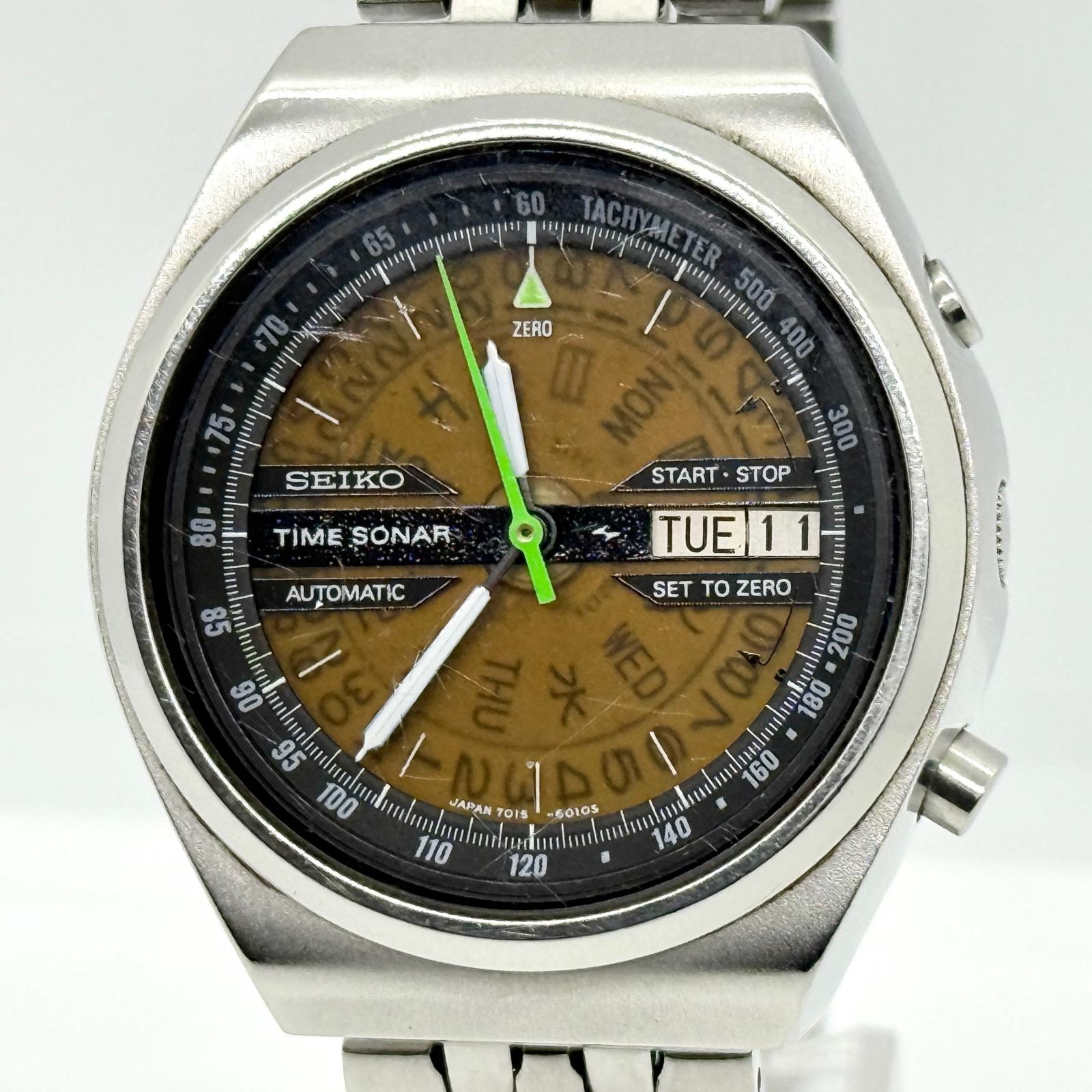 SEIKO セイコー タイムソナー 7015-6010 ブラウン AT メンズ 希少品 腕時計 稼働品