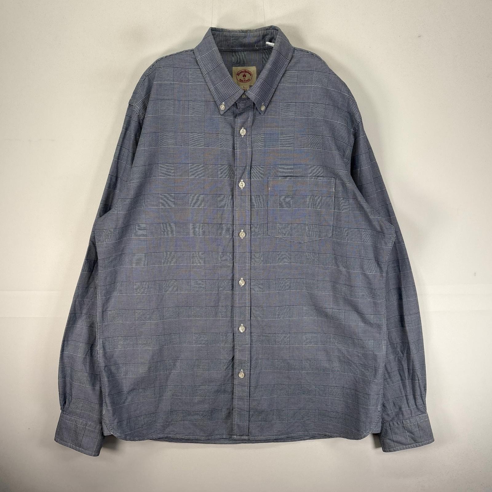 古着 ブルックスブラザーズ Brooks Brothers 長袖シャツ ボタンダウン 胸ポケット L  ネイビー系 チェック メンズ