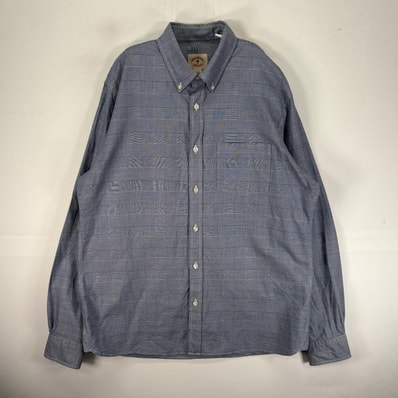 古着 ブルックスブラザーズ Brooks Brothers 長袖シャツ ボタンダウン 胸ポケット L ネイビー系 チェック メンズ